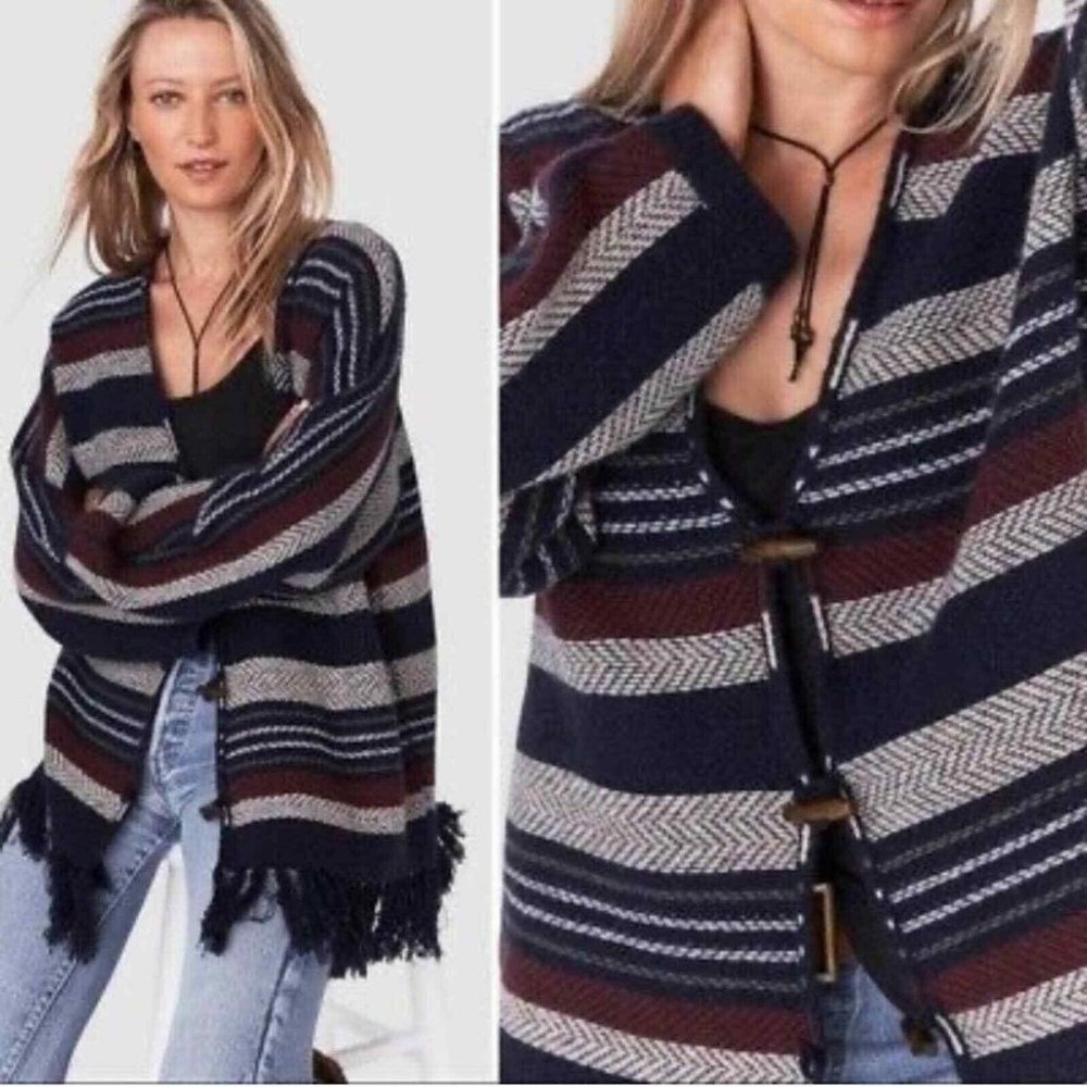 Faherty Denver Cashmere Women's Blue Striped Wool Cashmere Sweater XS/S